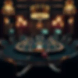 Elegant casino night setup with a poker table