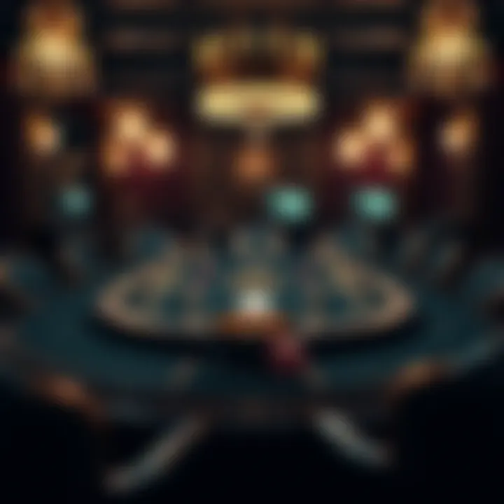 Elegant casino night setup with a poker table