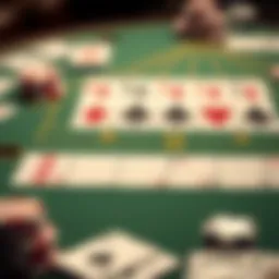Strategic card layout showcasing blackjack betting options