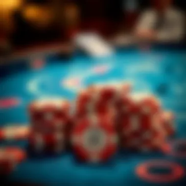 Chips stacked on a blackjack table