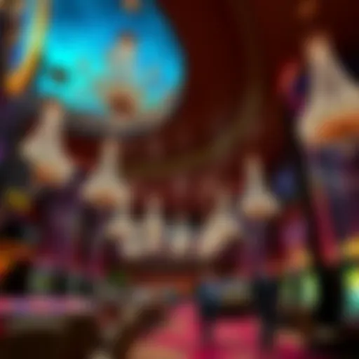 Luxurious casino hotel lobby with grand chandeliers