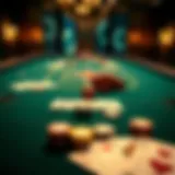 A classic blackjack table with cards and chips