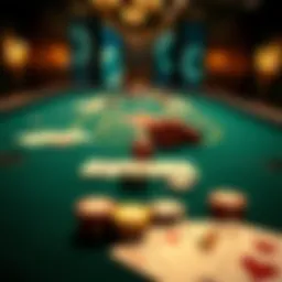 A classic blackjack table with cards and chips