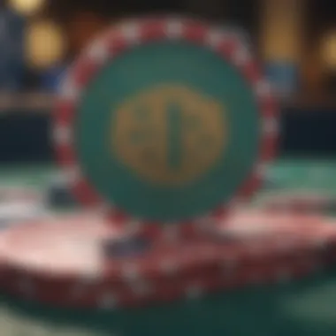 A close-up view of poker chips and cards on a digital platform