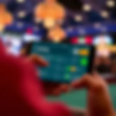User navigating through various betting options on a mobile device