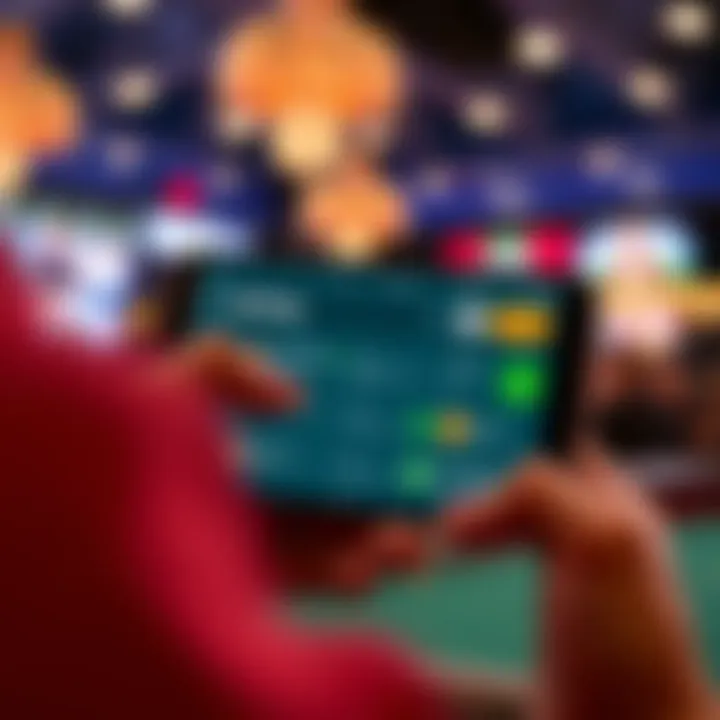 User navigating through various betting options on a mobile device