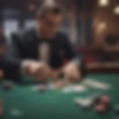 A strategic blackjack table with focused players