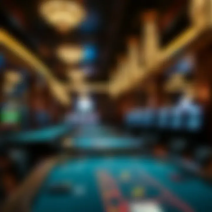 Elegant casino interior showcasing gaming tables