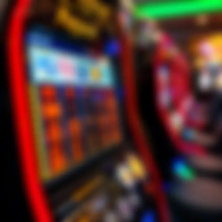 A close-up of a digital slot machine displaying high payout rates and jackpots