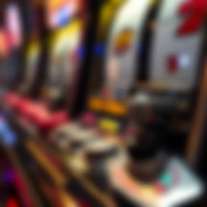 A close-up of a slot machine lever and buttons