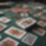 A vibrant assortment of playing cards spread across a table.