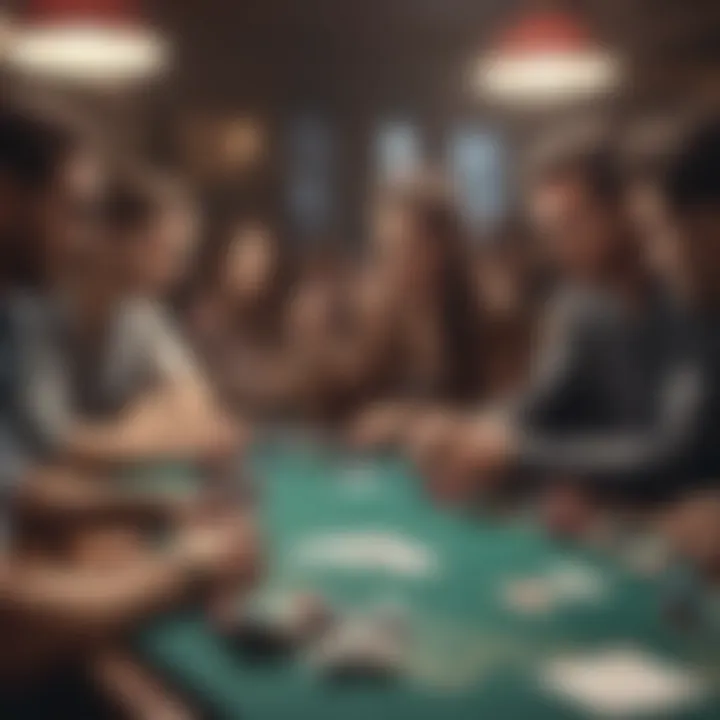 A group of players discussing strategies during a poker game