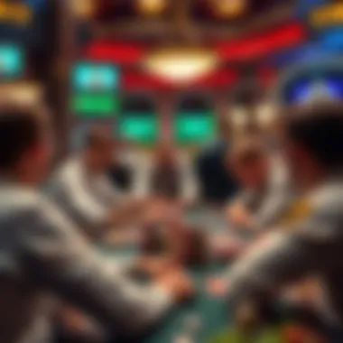 Strategic gameplay session in a high-stakes gambling environment