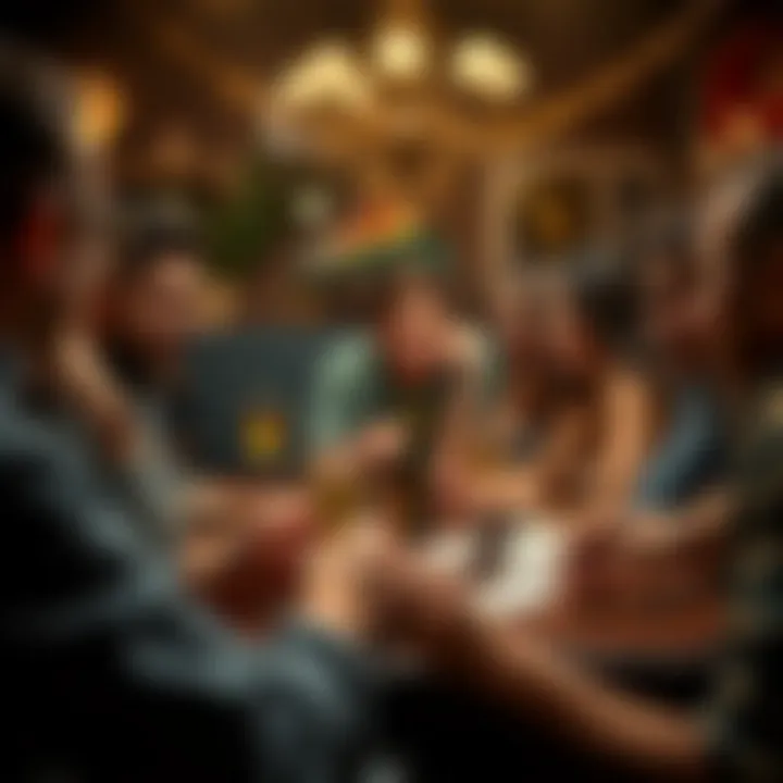 Group of friends engaged in a card game