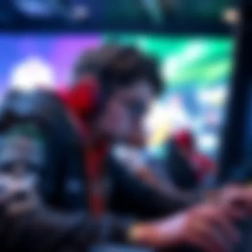 A gamer intensely focused on a competitive eSports match