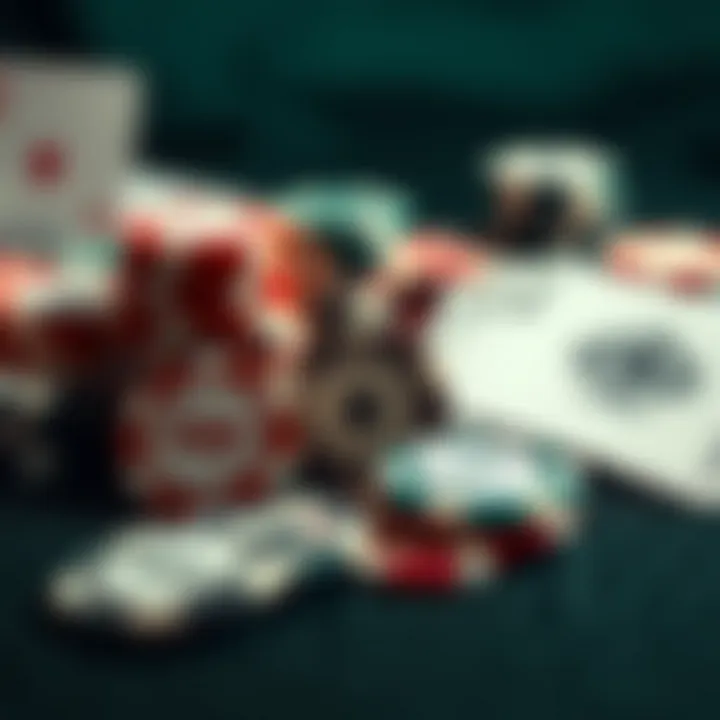 Various Limit Hold'em chips and cards