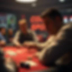 Play of cards on a poker table