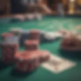 Online poker table with cards and chips