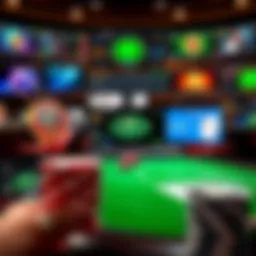 A collage of various online poker platforms showcasing different game interfaces