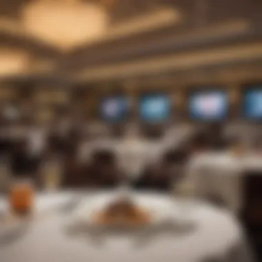 Elegant dining setting within the casino, highlighting a gourmet meal