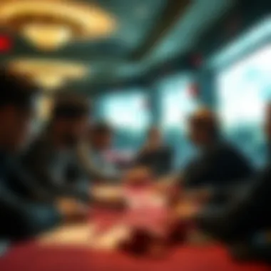 Intense Poker Engagement An engaging poker table with players in focus