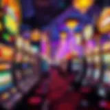 A vibrant Las Vegas casino filled with slot machines.
