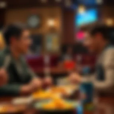 Two friends enjoying takeout while engaging in a lively discussion.