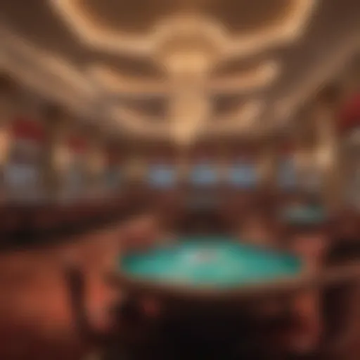 Luxurious casino interior showcasing vibrant gaming tables