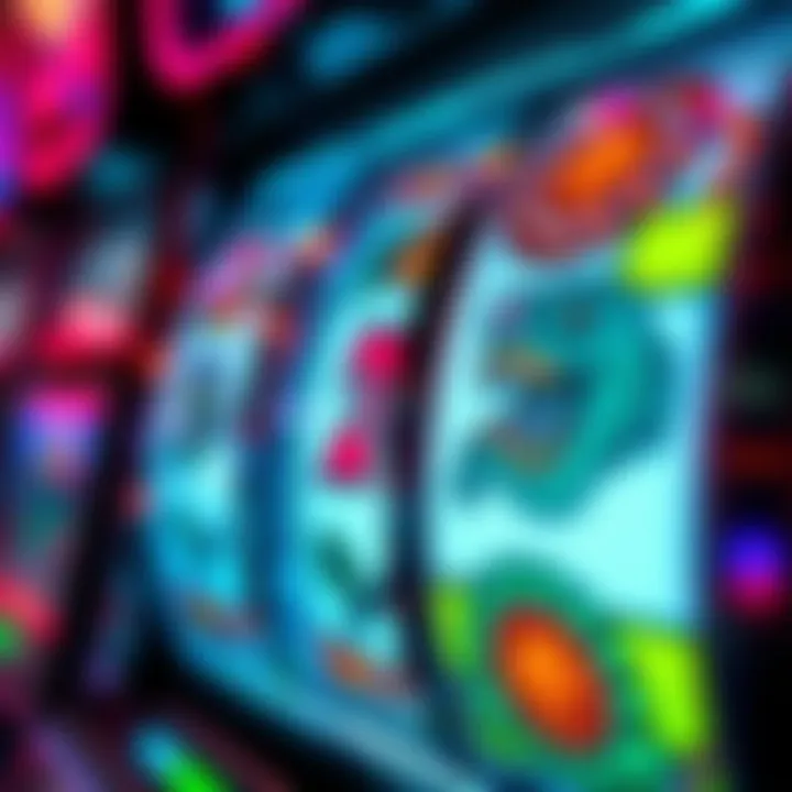 Close-up view of spinning reels on a zombie slot machine with thematic symbols.
