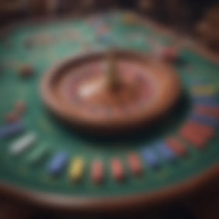 Elegant gaming table adorned with chips and a roulette layout