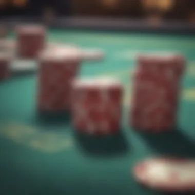 A close-up of poker chips and cards, symbolizing strategy and skill