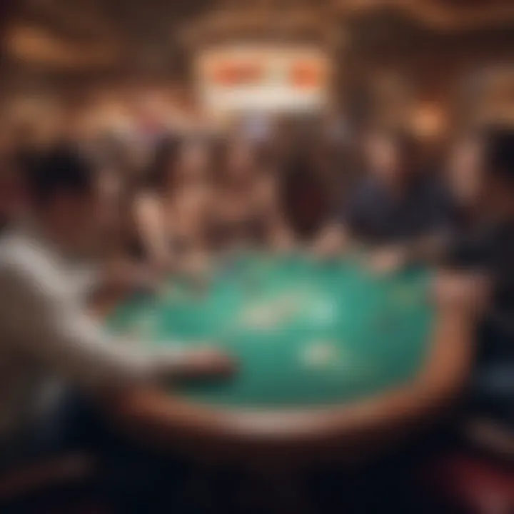 A vibrant poker table at Hollywood Casino showcasing an intense game in progress