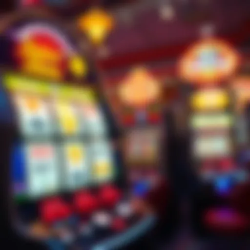 A vibrant Las Vegas slot machine with bright lights and symbols