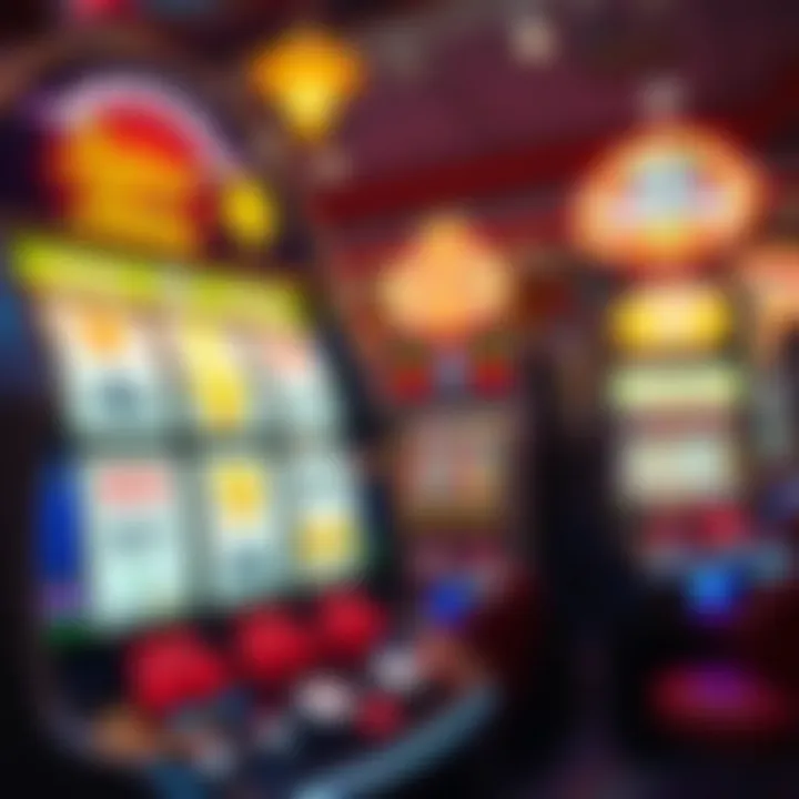 A vibrant Las Vegas slot machine with bright lights and symbols