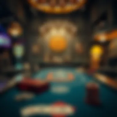 A close-up of a gaming table surrounded by thematic decorations inspired by adventure themes