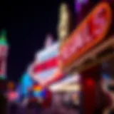 Vibrant neon signage illuminating a Las Vegas casino at night