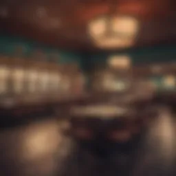 A vintage bingo hall showcasing players immersed in the game