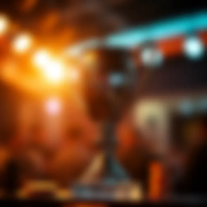 A close-up of a trophy with a spotlight