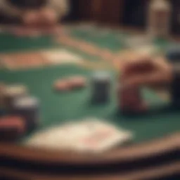 A historical table showcasing vintage poker cards and chips.