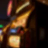 Close-up view of a vintage slot machine