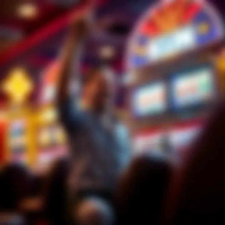 A player celebrating a big win at a slot machine