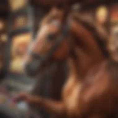 Close-up of a wild horse slot machine in action