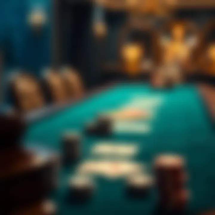 Elegant poker table setup with a fancy poker set