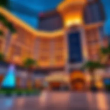 A luxurious hotel casino exterior showcasing modern architecture