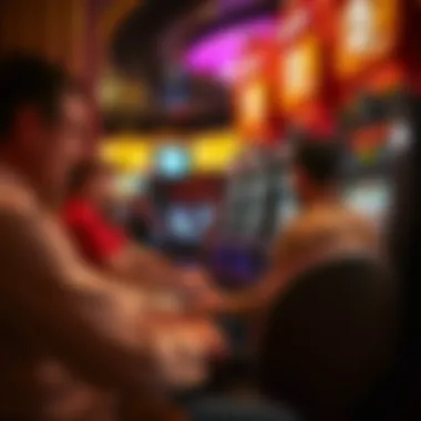 Strategic Gameplay at Megabucks Slot Gamblers strategizing at Megabucks slot machine