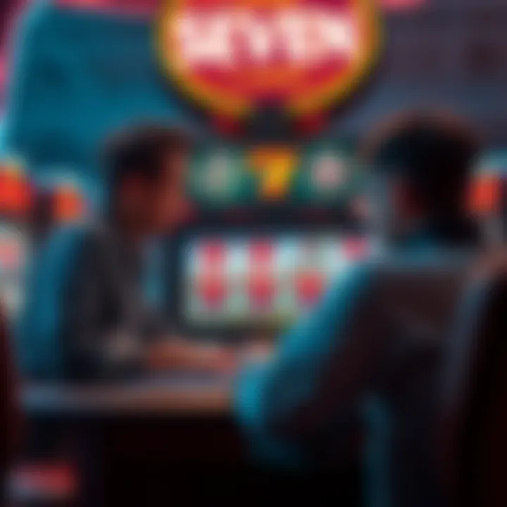 Gamers strategizing in front of a Casino Seven machine