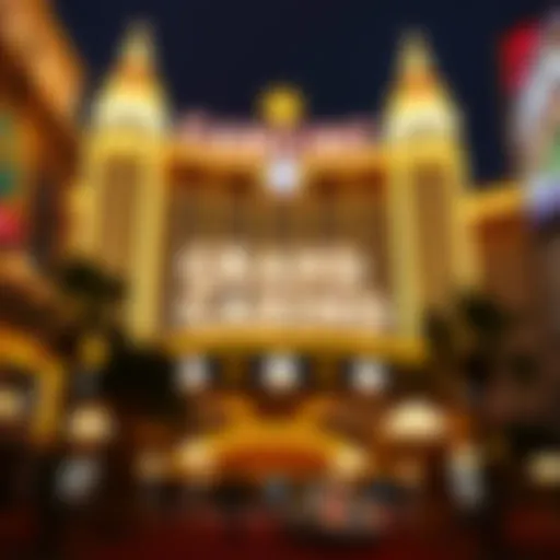 The iconic facade of Grand Casino Vegas lit up at night