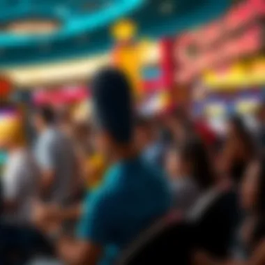 Excitement at Las Vegas Casino with The Simpsons Slots Excitement and anticipation in a bustling Las Vegas casino with The Simpsons slots