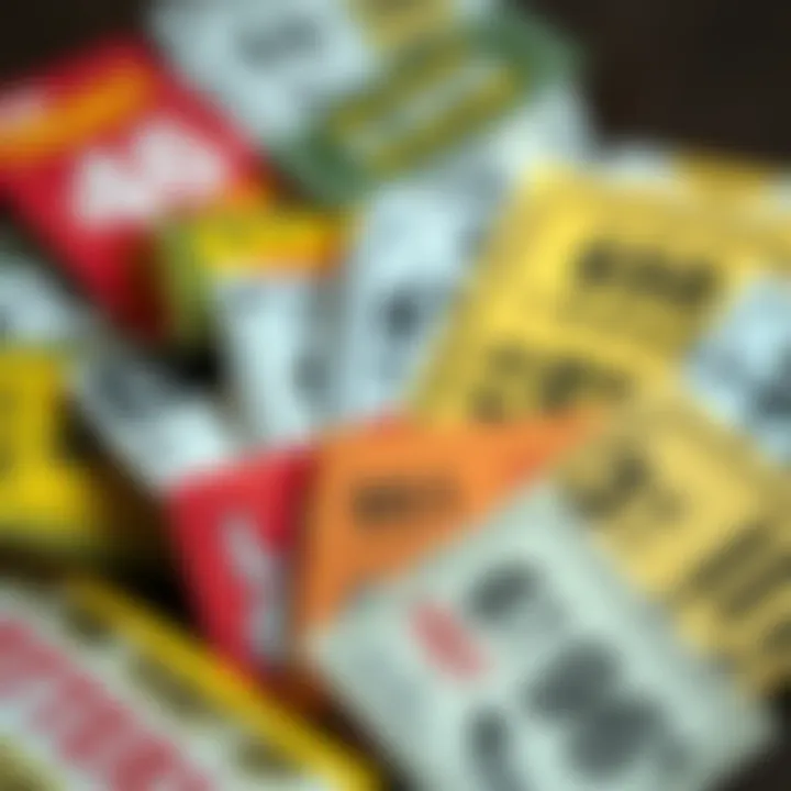 A vibrant display of various lottery tickets showcasing different designs and colors.