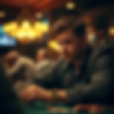 Contemplating Strategy in Poker Player deep in thought contemplating their next move